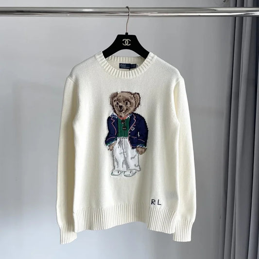 Cream Blazer Bear Knit Sweater
